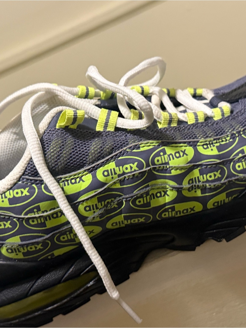 Nike Kids Black and Neon Green Air Max Patterned Sneakers